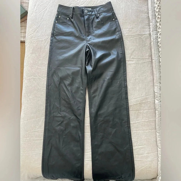 Zara | Straight Faux Leather Wide Leg Pant - Picture 2 of 5